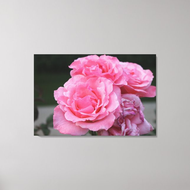 Impresión de lienzo estirado con retrato de rosas (Anverso)