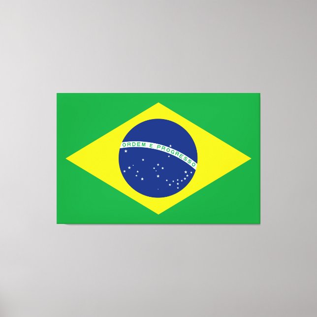 Impresión de lienzo estirado de bandera de Brasil (Anverso)