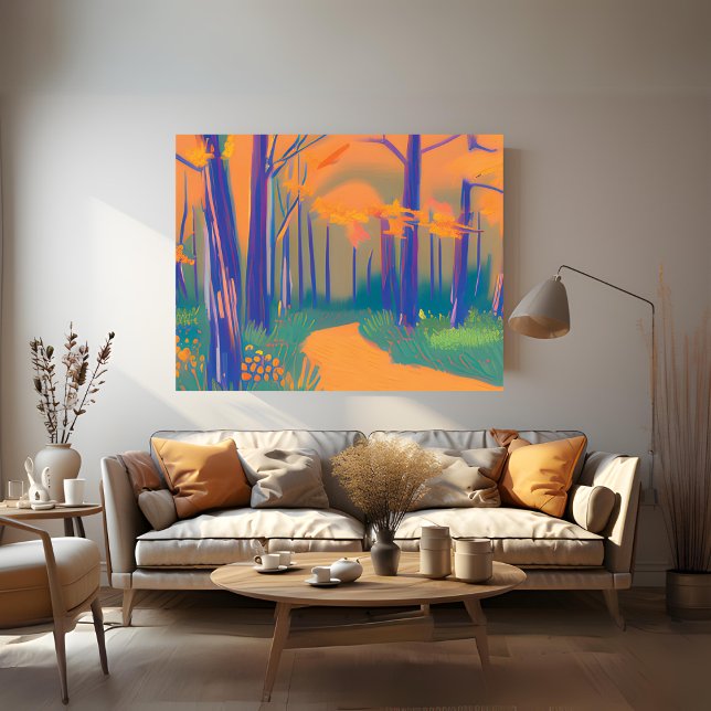 Impresión de lienzo estirado de color natural (Colorful Forest Stretched Canvas Print)