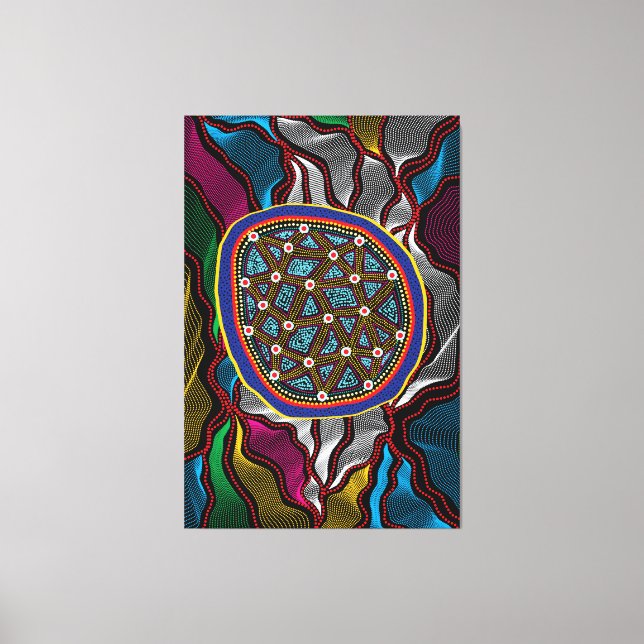 Impresión de lienzo estirado de diseño aborigen-15 (Anverso)