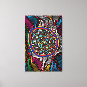 Impresión de lienzo estirado de diseño aborigen-15