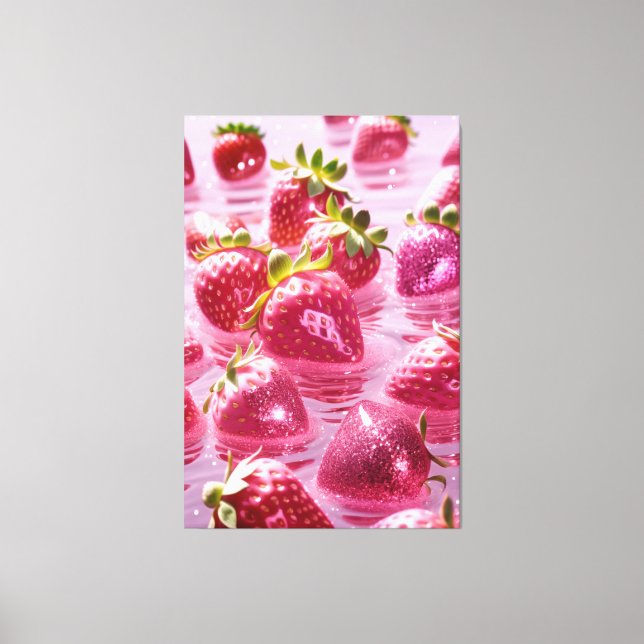 Impresión de lienzo estirado de fresas purpurinas (Anverso)