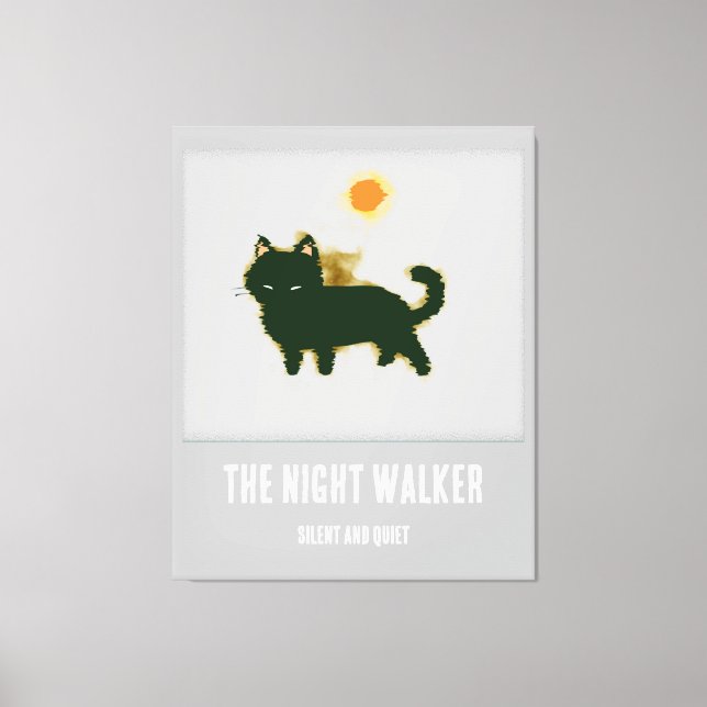 Impresión de lienzo estirado de gato negro (Anverso)