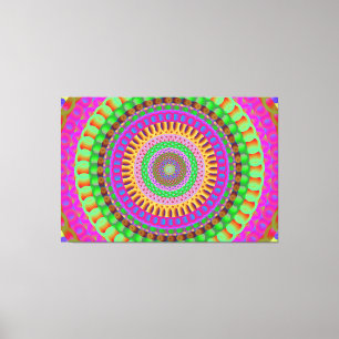 Impresión de lienzo estirado de Mandala Neon Twist