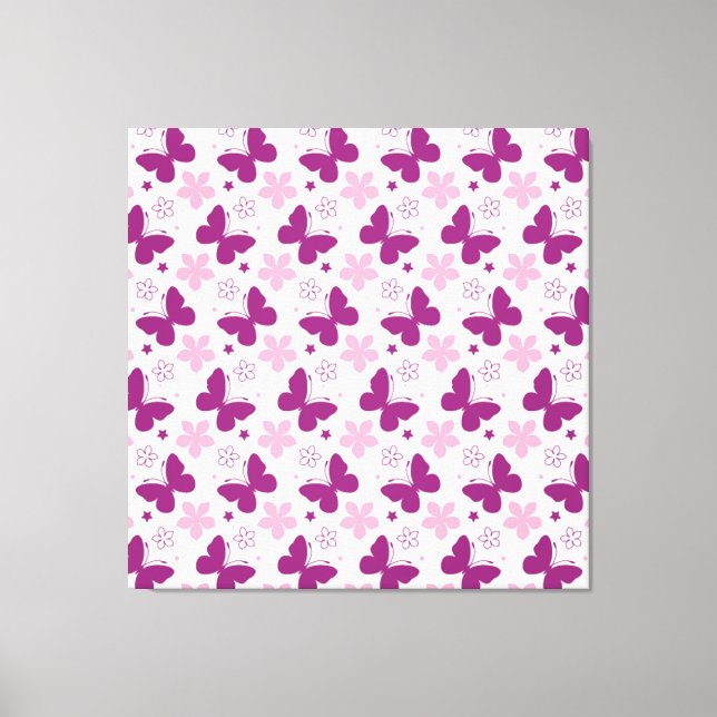 Impresión de lienzo estirado de mariposas (Anverso)