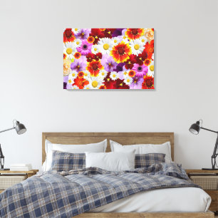 Impresión de lienzo estirado de mosaico de flores