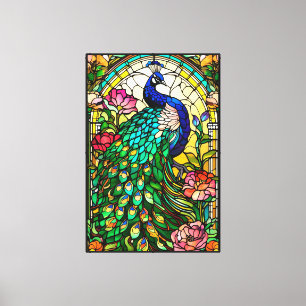 Impresión de lienzo estirado de pavo real
