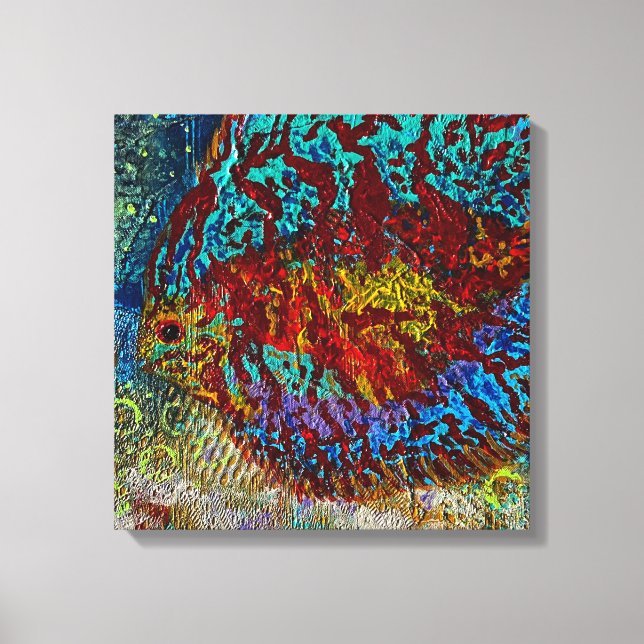 Impresión de lienzo estirado de peces discus (Anverso)