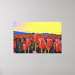 Impresión de lienzo estirado de pinturas de tulipa