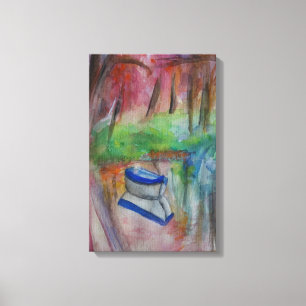 Impresión de lienzo estirado en acuarela de barco