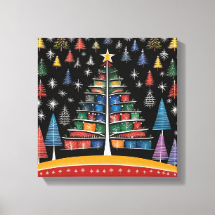 Impresión de lienzo estirado en árbol de navidad