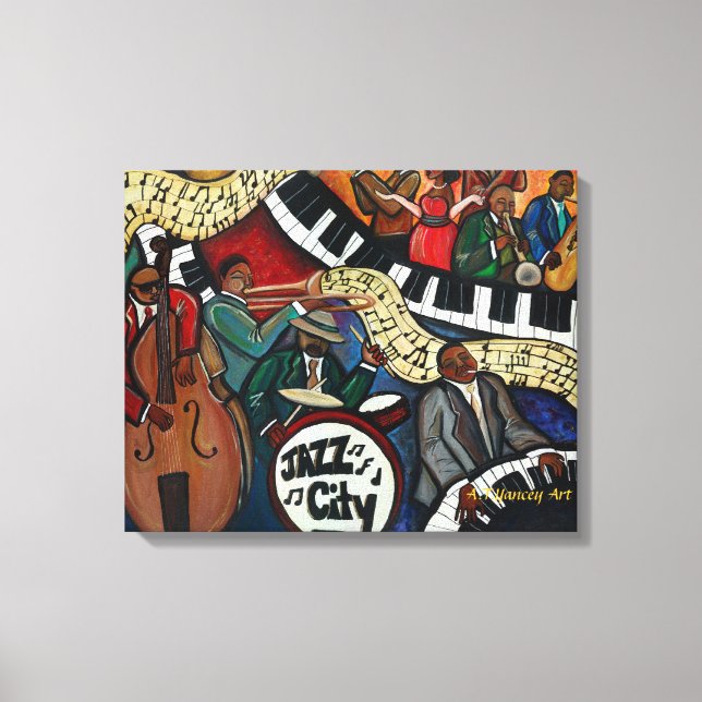 Impresión de lienzo estirado en Ciudad de Jazz (Anverso)