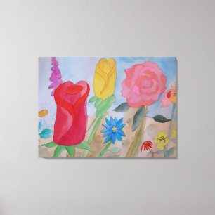 Impresión de lienzo estirado en jardín de flores d