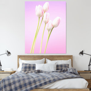 Impresión de lienzo estirado en tulipanes rosados 