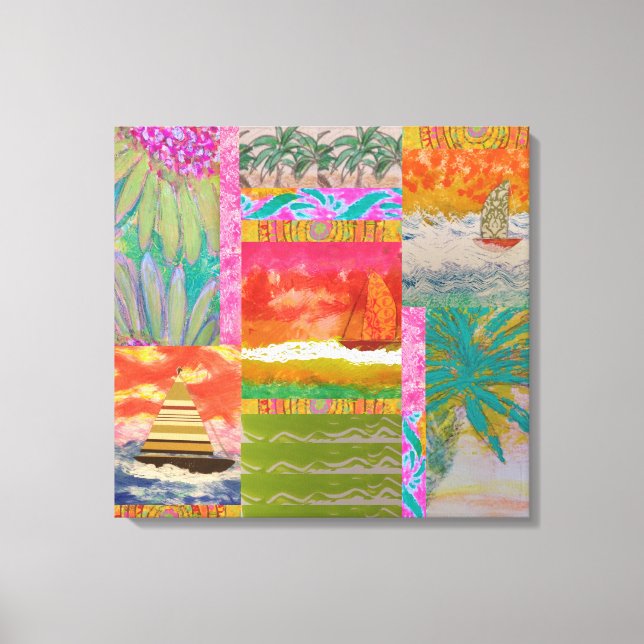 Impresión de lienzo estirado en velero tropical (Anverso)