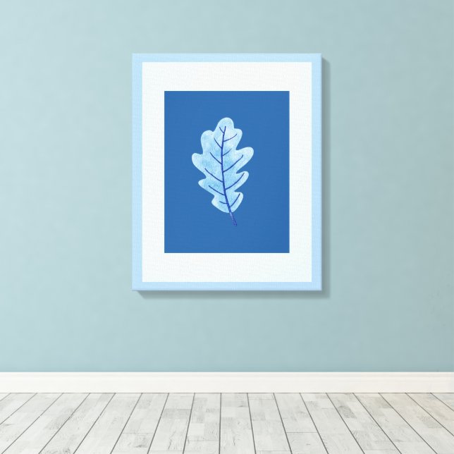 Impresión de lienzo estirado Hoja azul claro oscur (Insitu (piso de madera))