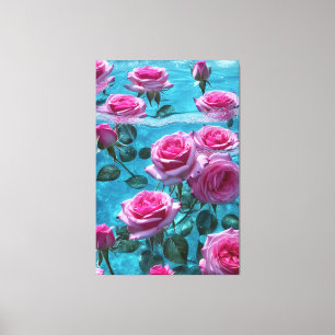 Impresión de lienzo estirado para rosas de Aqua