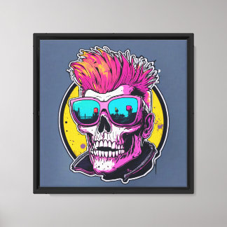 Impresión de lienzo estirado por cráneo de Punk ne