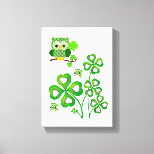Impresión de lienzo estirado St. Patrick's Day Owl