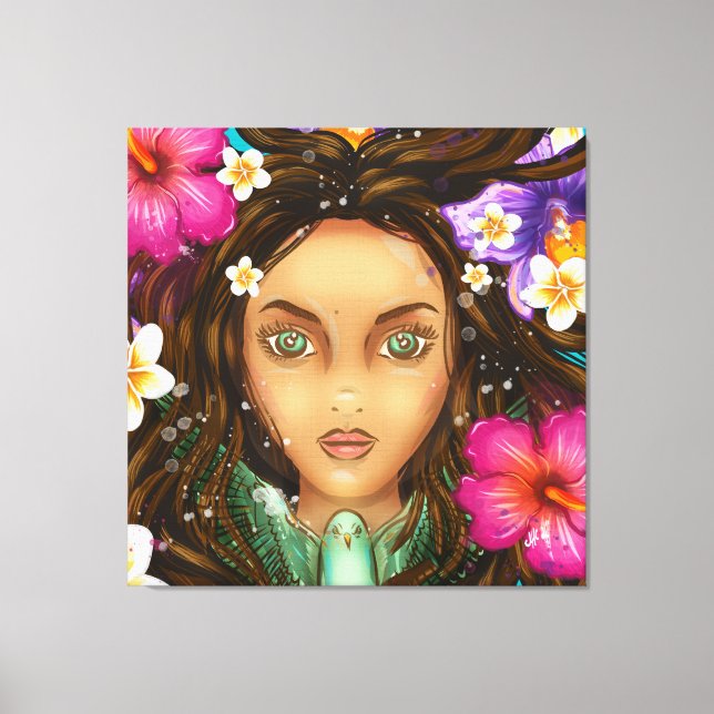 Impresión de lienzo estirado Ukuli'i ka Pua 40x40 (Anverso)