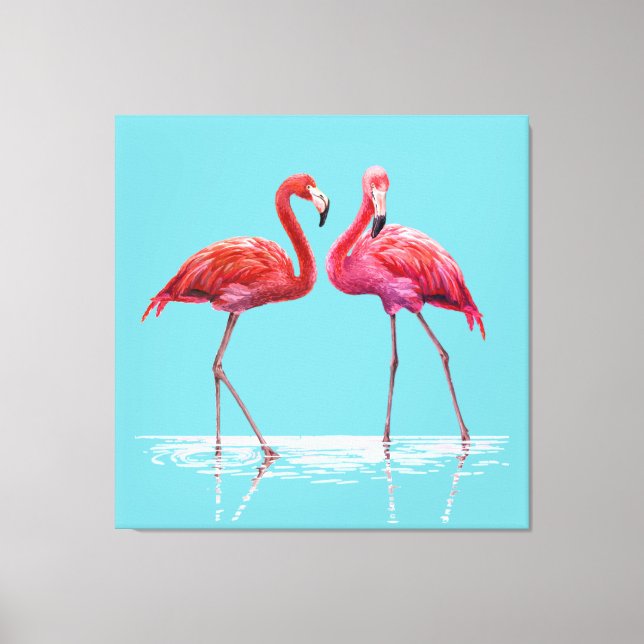 Impresión de lienzo Flamingos (Anverso)