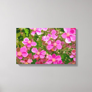 Impresión de lienzo floral de anémona rosa