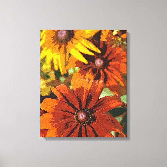 impresión de lienzo floral naranja y amarillo (Anverso)