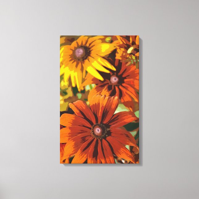 impresión de lienzo floral naranja y amarillo (Anverso)