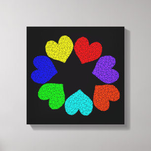 Impresión de lienzo floral Rainbow Love Hearts