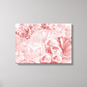 Impresión de lienzo floral rosa monocromático
