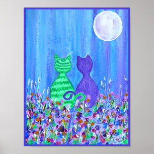 Impresión de lienzo - Gatos en la luna