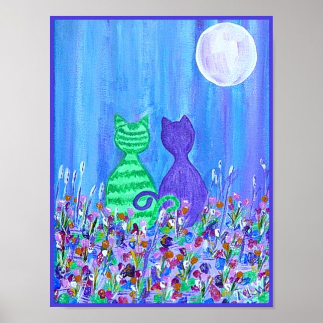Impresión de lienzo - Gatos en la luna (Frente)