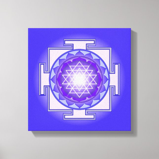Impresión de lienzo morado y azul en Sri Yantra Ma (Anverso)