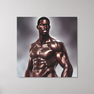 Impresión de lienzo Musculoso para hombre negro