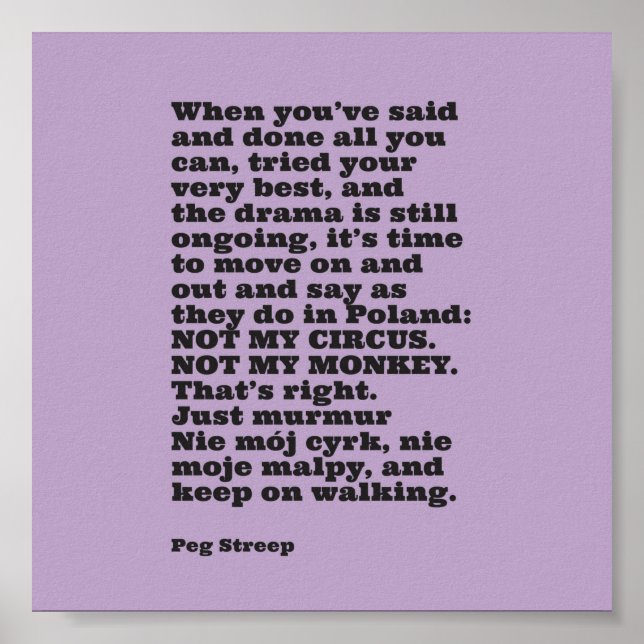 Impresión de lienzo "Not My Circus" de Peg Streep (Frente)