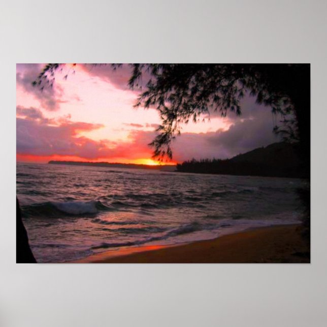 Impresión de lienzo para el atardecer de Kauai (Frente)