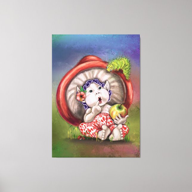 Impresión de lienzo para hongos y orugas para bebé (Anverso)