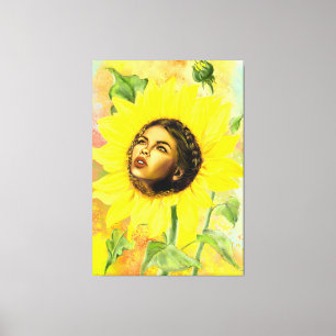 Impresión de lienzo para mujeres de girasol amaril
