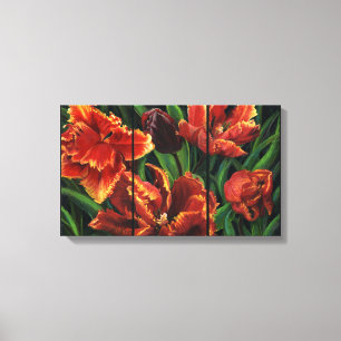 Impresión de lienzo "Parrot Tulips Triptych"