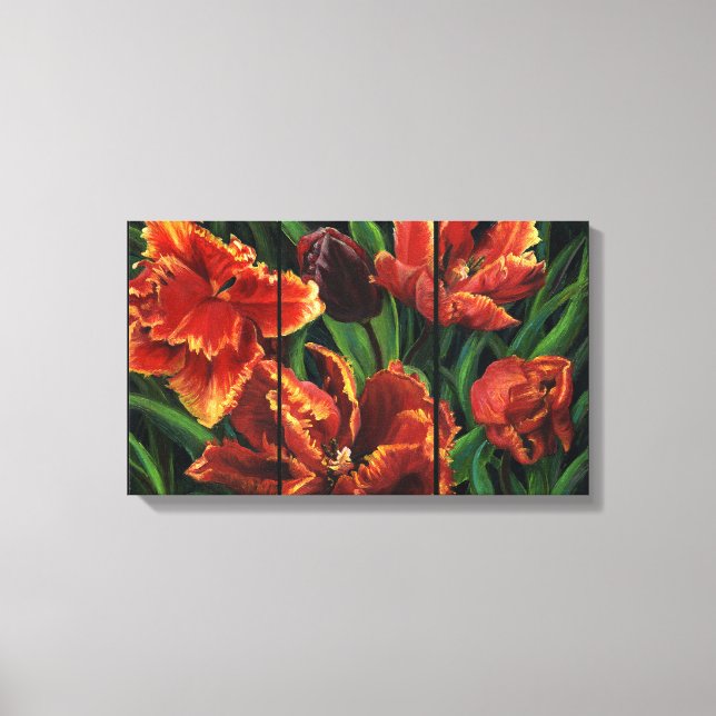 Impresión de lienzo "Parrot Tulips Triptych" (Anverso)