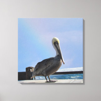 Impresión de lienzo - Pelican on Pier (v.2)