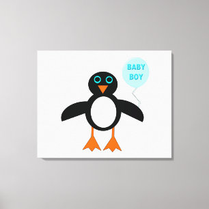 Impresión de lienzo pingüino de niño pequeño azul