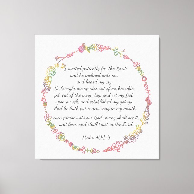 Impresión de lienzo Psalm 40:1-3 (Anverso)