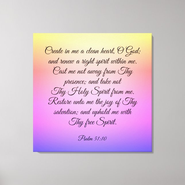 Impresión de lienzo Psalm 51:10-12 (Anverso)