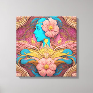 Impresión de lienzo retrato de Art Nouveau