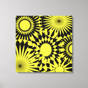 Impresión de lienzo retro de flores de sol negro 