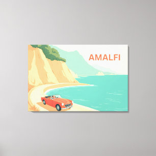 Impresión de lienzo retro de la costa minimalista