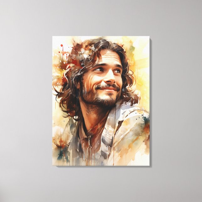 Impresión de lienzo sonriente de Jesús (Anverso)