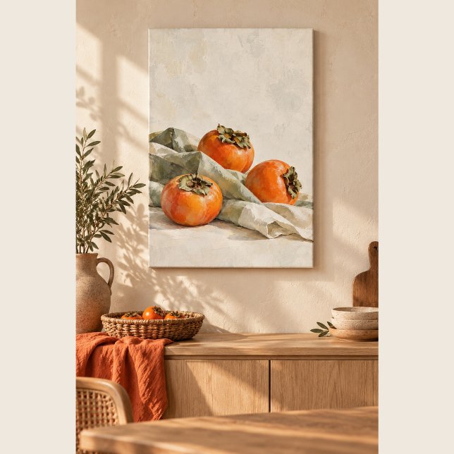 Impresión de lienzo tranquilo de caqui (12 x 18 inch unframed canvas print, 0.75 inch depth. Flat printed art. Scene props not included.)