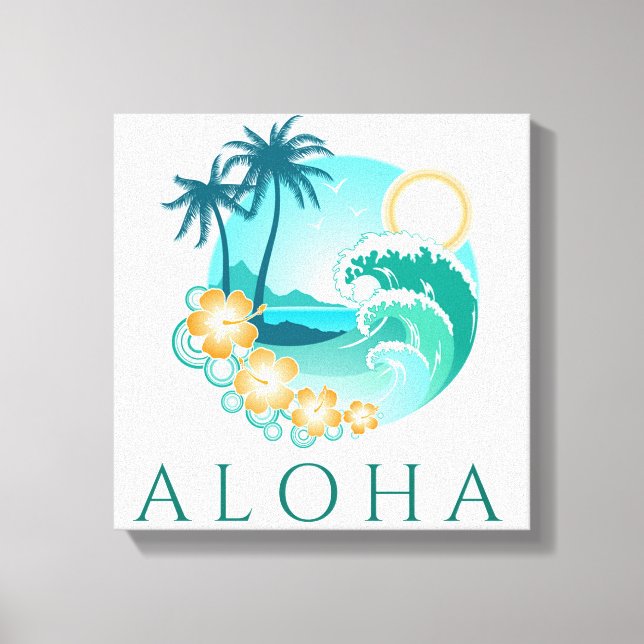 Impresión de lienzo tropical Aloha (Anverso)